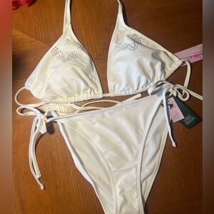 wild fable White Triangle String Bikini Set